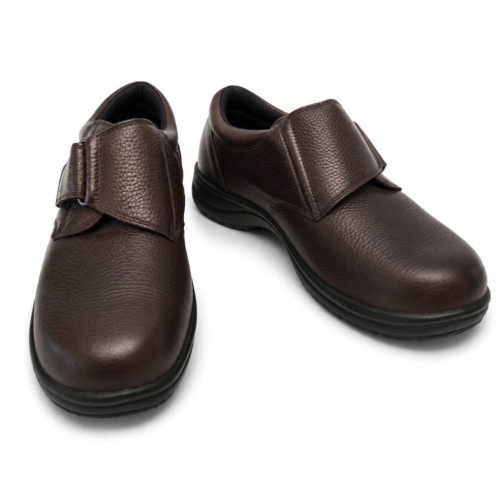 Orthofeet Broadway Men's Orthodic Comfort Shoes Size 8.5W Brown Pebble Leather
